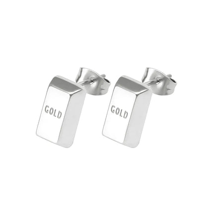 1 Pair Retro Exaggerated Rectangle 304 Stainless Steel 316 Stainless Steel  18K Gold Plated Ear Studs