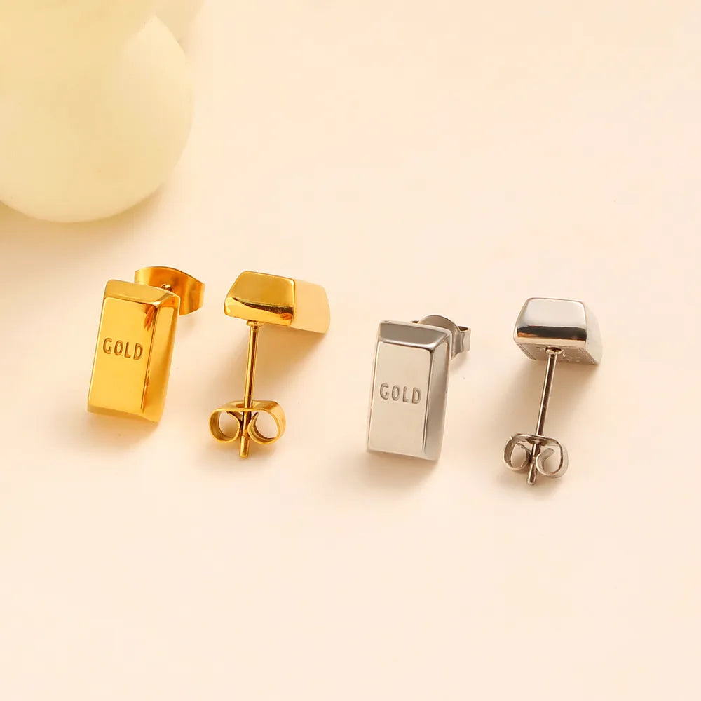 1 Pair Retro Exaggerated Rectangle 304 Stainless Steel 316 Stainless Steel  18K Gold Plated Ear Studs