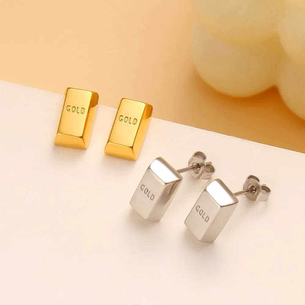 1 Pair Retro Exaggerated Rectangle 304 Stainless Steel 316 Stainless Steel  18K Gold Plated Ear Studs