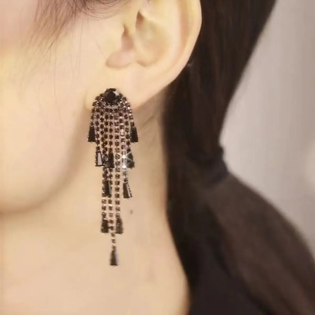 1 Pair Retro Exaggerated Rock Chain Plating Alloy Rhinestone Gold Plated Silver Plated Drop Earrings