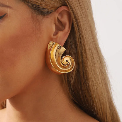 1 Pair Retro Exaggerated Spiral Plating Alloy Earrings