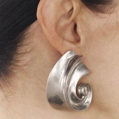 1 Pair Retro Exaggerated Spiral Plating Alloy Earrings