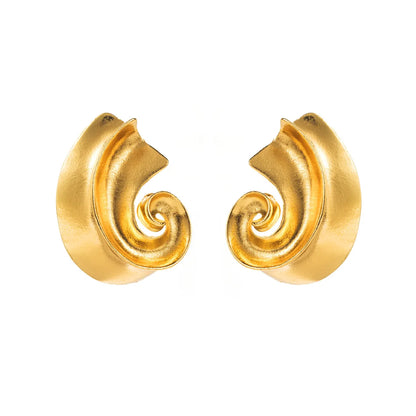 1 Pair Retro Exaggerated Spiral Plating Alloy Earrings