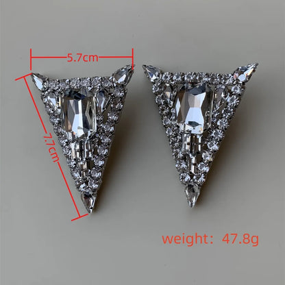 1 Pair Retro Exaggerated Triangle Plating Inlay Alloy Rhinestones Silver Plated Ear Studs