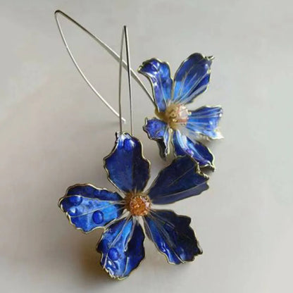 1 Pair Retro Flower Alloy Drop Earrings