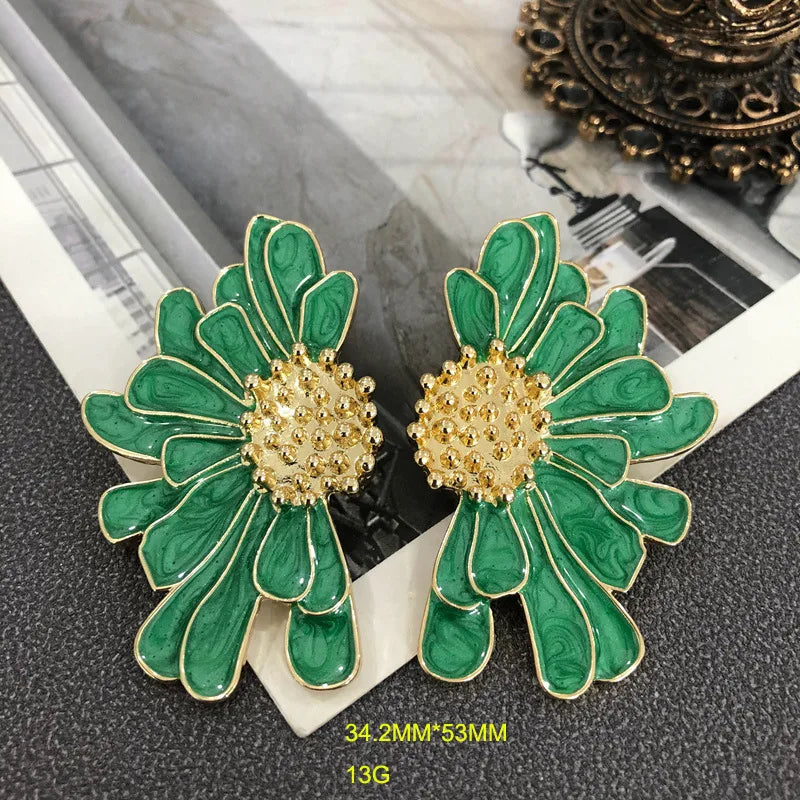 1 Pair Retro Flower Alloy Enamel Women'S Drop Earrings