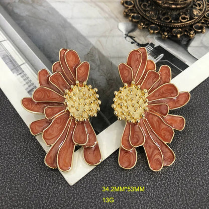 1 Pair Retro Flower Alloy Enamel Women'S Drop Earrings