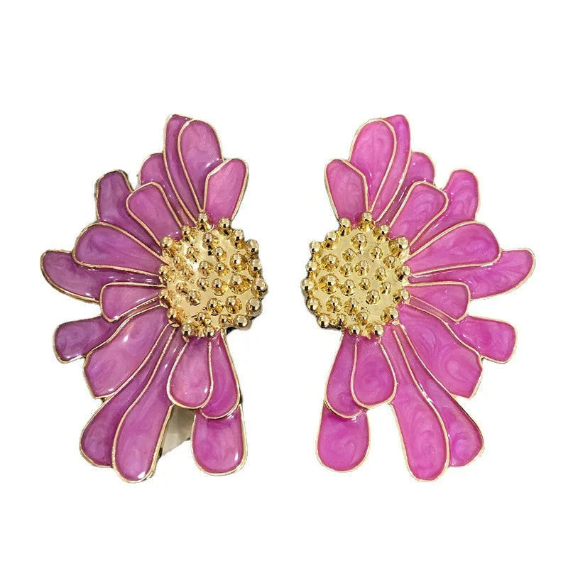 1 Pair Retro Flower Alloy Enamel Women'S Drop Earrings