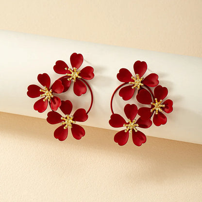 1 Pair Retro Flower Alloy Plating Women'S Earrings