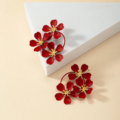 1 Pair Retro Flower Alloy Plating Women'S Earrings