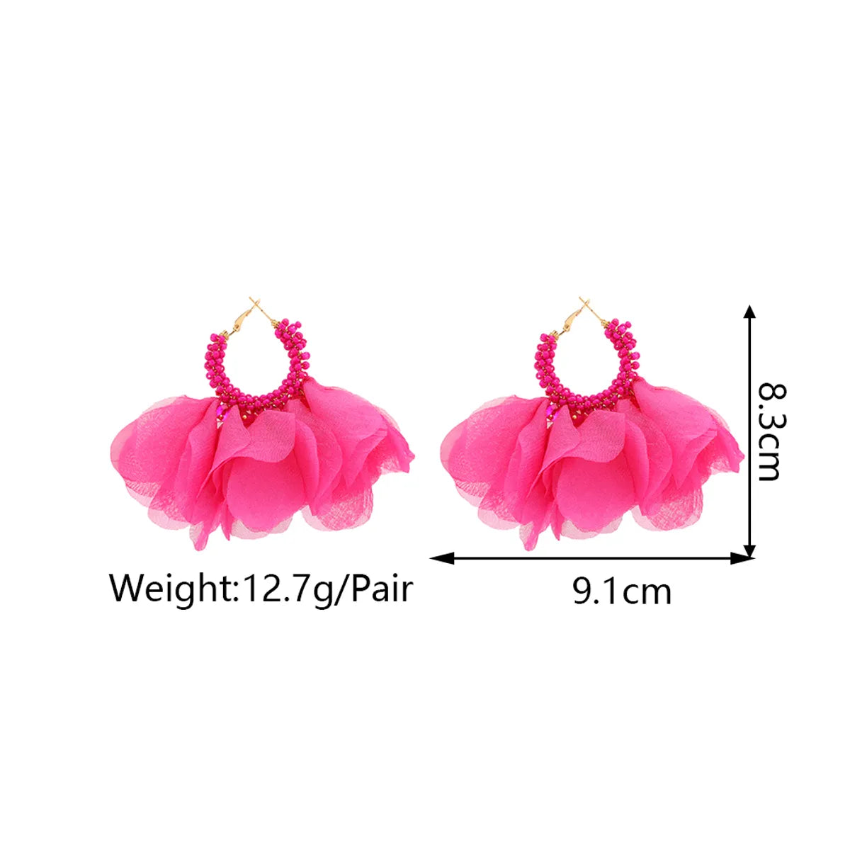 1 Pair Retro Flower Cloth Beaded Women'S Earrings