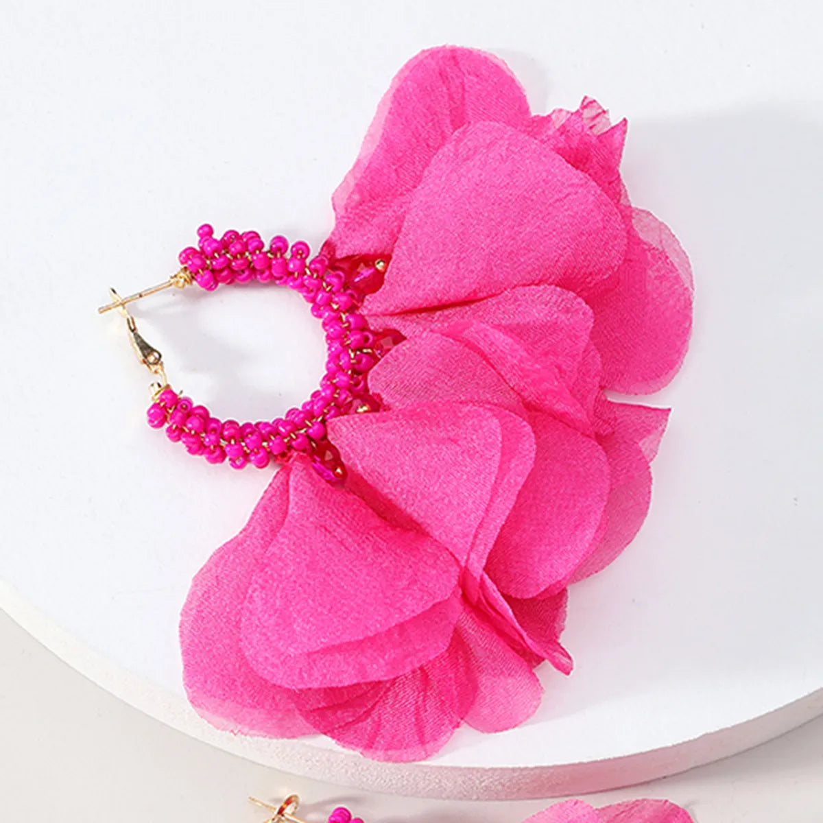 1 Pair Retro Flower Cloth Beaded Women'S Earrings