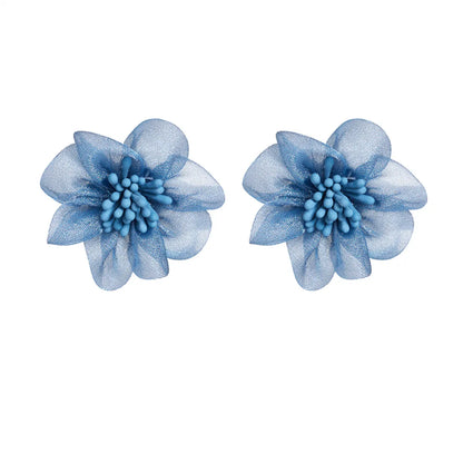 1 Pair Retro Flower Cloth Ear Studs