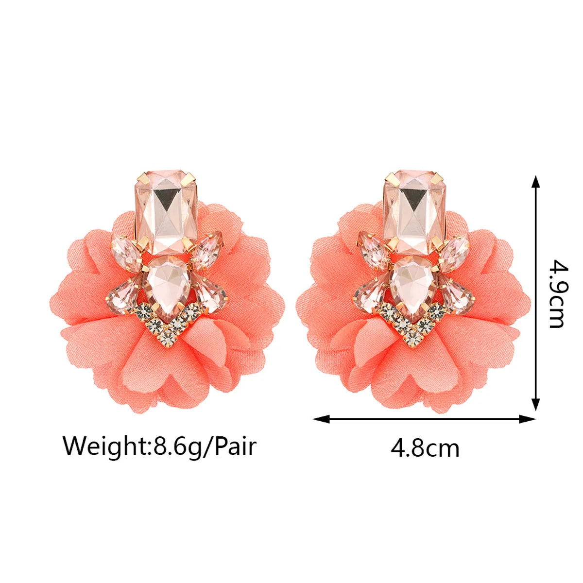 1 Pair Retro Flower Cloth Inlay Rhinestones Women'S Ear Studs