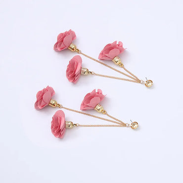 1 Pair Retro Flower Cloth Metal Handmade Women'S Drop Earrings