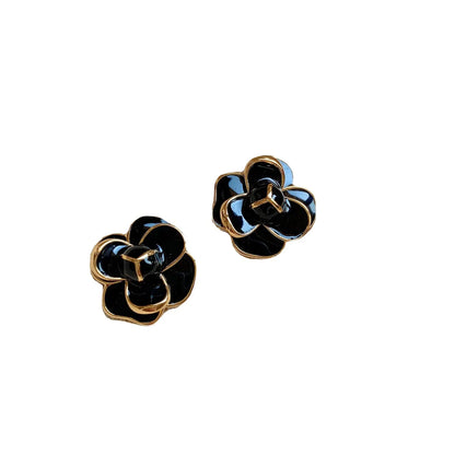 1 Pair Retro Flower Enamel Metal Ear Studs