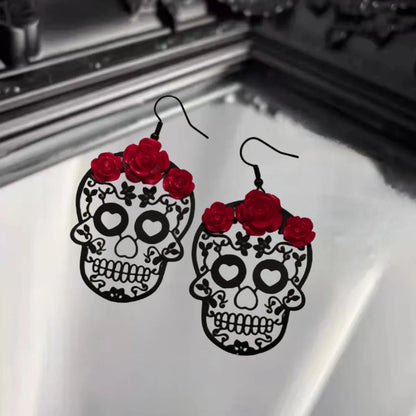 1 Pair Retro Flower Hollow Out Alloy Drop Earrings