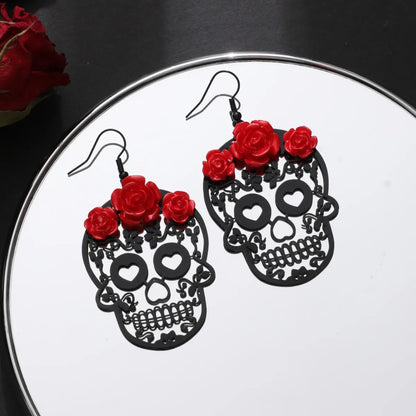 1 Pair Retro Flower Hollow Out Alloy Drop Earrings