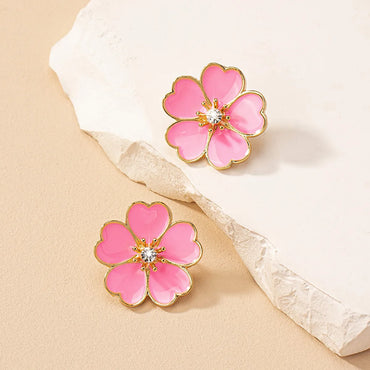 1 Pair Retro Flower Inlay Alloy Rhinestones Ear Studs