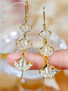 1 Pair Retro Flower Inlay Metal Artificial Gemstones Zircon Drop Earrings