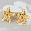 1 Pair Retro Flower Plating 304 Stainless Steel Ear Studs