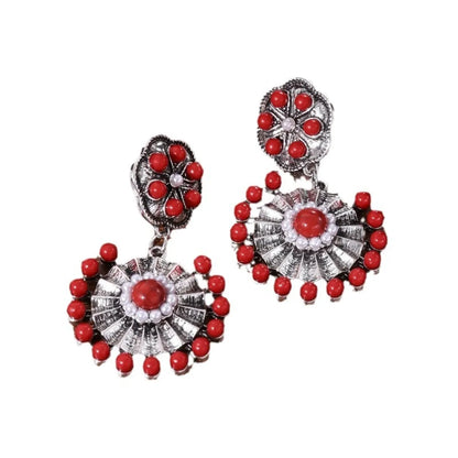 1 Pair Retro Flower Plating Alloy Drop Earrings