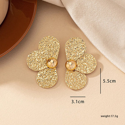 1 Pair Retro Flower Plating Alloy Ear Studs