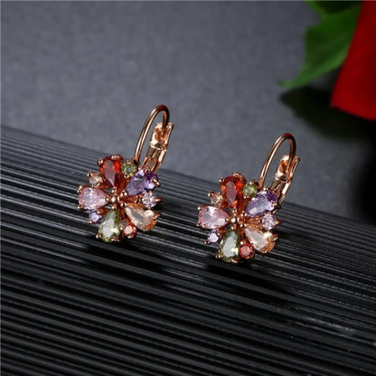 1 Pair Retro Flower Plating Inlay Copper Zircon Earrings