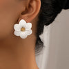1 Pair Retro Flower Spray Paint Alloy Ear Studs