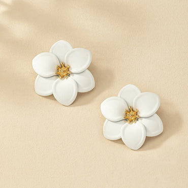 1 Pair Retro Flower Spray Paint Alloy Ear Studs