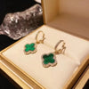 1 Pair Retro Four Leaf Clover Copper Inlay Zircon Drop Earrings