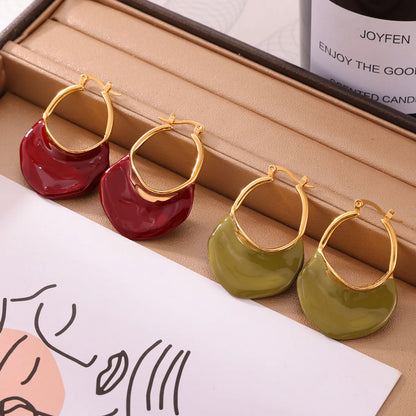 1 Pair Retro French Style Bag Enamel Plating 304 Stainless Steel 18K Gold Plated Drop Earrings