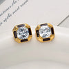1 Pair Retro French Style Quadrilateral Enamel Plating Inlay Copper Zircon Ear Studs