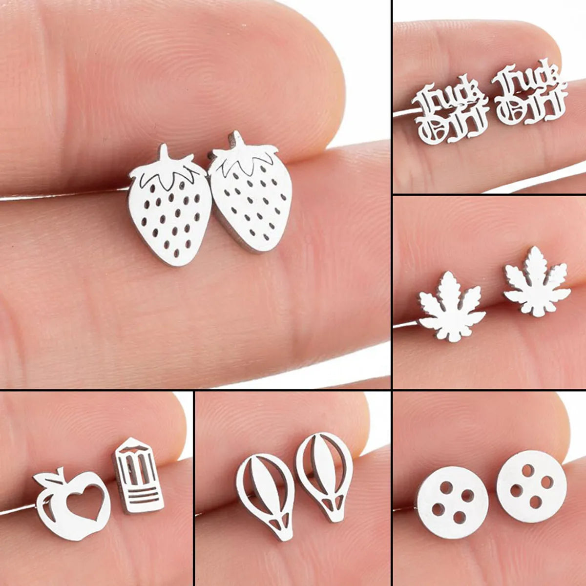 1 Pair Retro Fruit Stainless Steel Ear Studs