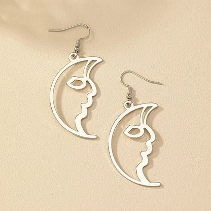 1 Pair Retro Funny Human Face Plating Alloy Gold Plated Drop Earrings