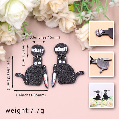 1 Pair Retro Funny Letter Cat Arylic Drop Earrings