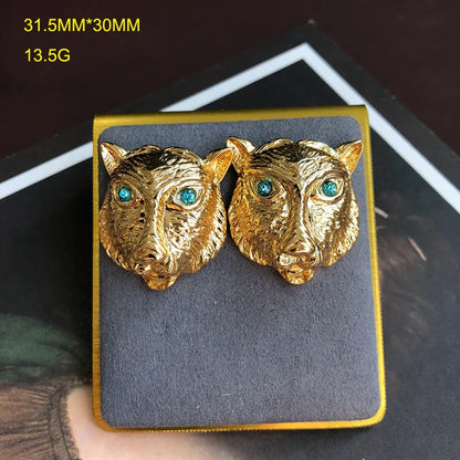 1 Pair Retro Geometric Animal Rainbow Plating Inlay Alloy Zircon Gold Plated Ear Studs