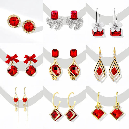 1 Pair Retro Geometric Bow Knot Alloy Inlay Artificial Gemstones Women'S Earrings