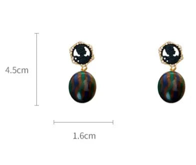 1 Pair Retro Geometric Cartoon Character Alloy Resin Rhinestone Drop Earrings