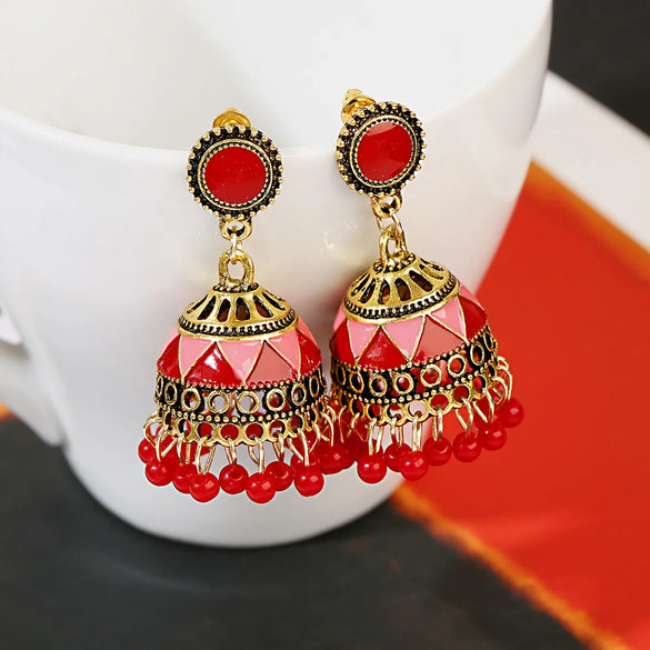 1 Pair Retro Geometric Color Block Alloy Drop Earrings