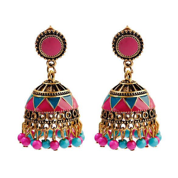 1 Pair Retro Geometric Color Block Alloy Drop Earrings