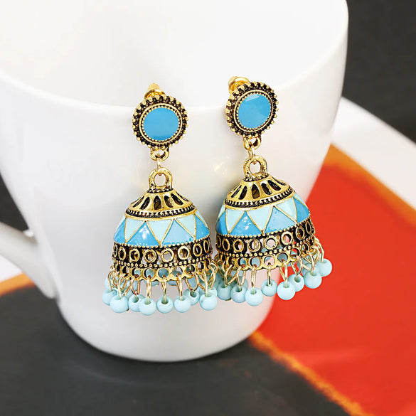 1 Pair Retro Geometric Color Block Alloy Drop Earrings