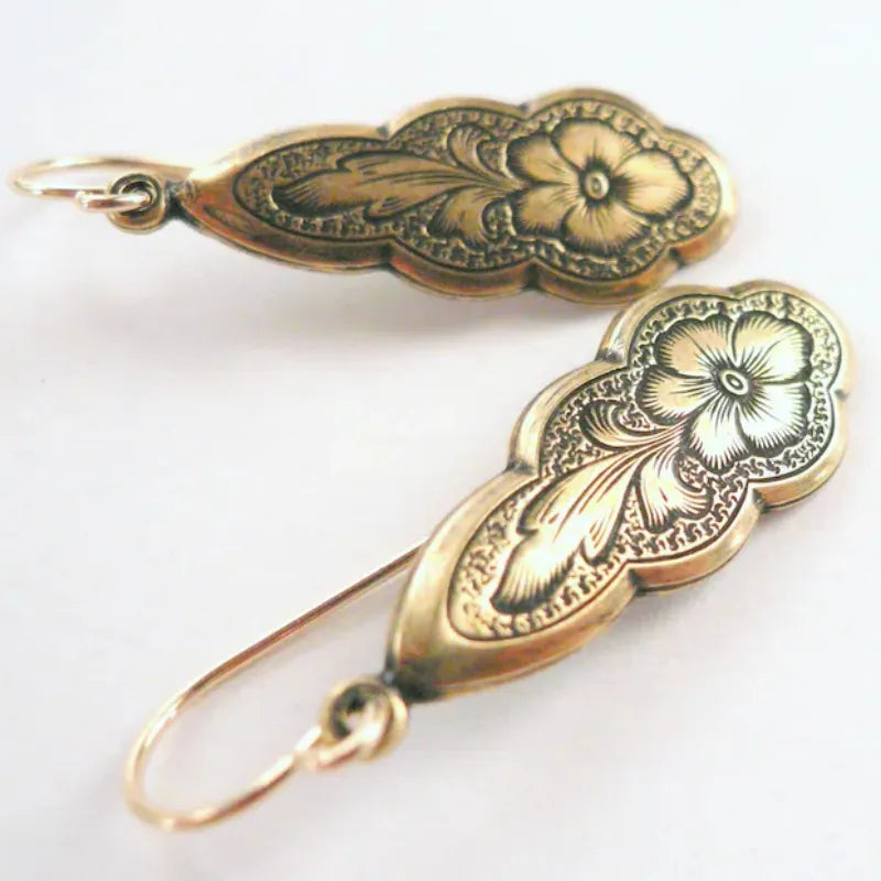 1 Pair Retro Geometric Flower Alloy Drop Earrings