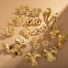 1 Pair Retro Geometric Flower Butterfly Plating Inlay Titanium Steel Tiger Eye 18K Gold Plated Ear Studs
