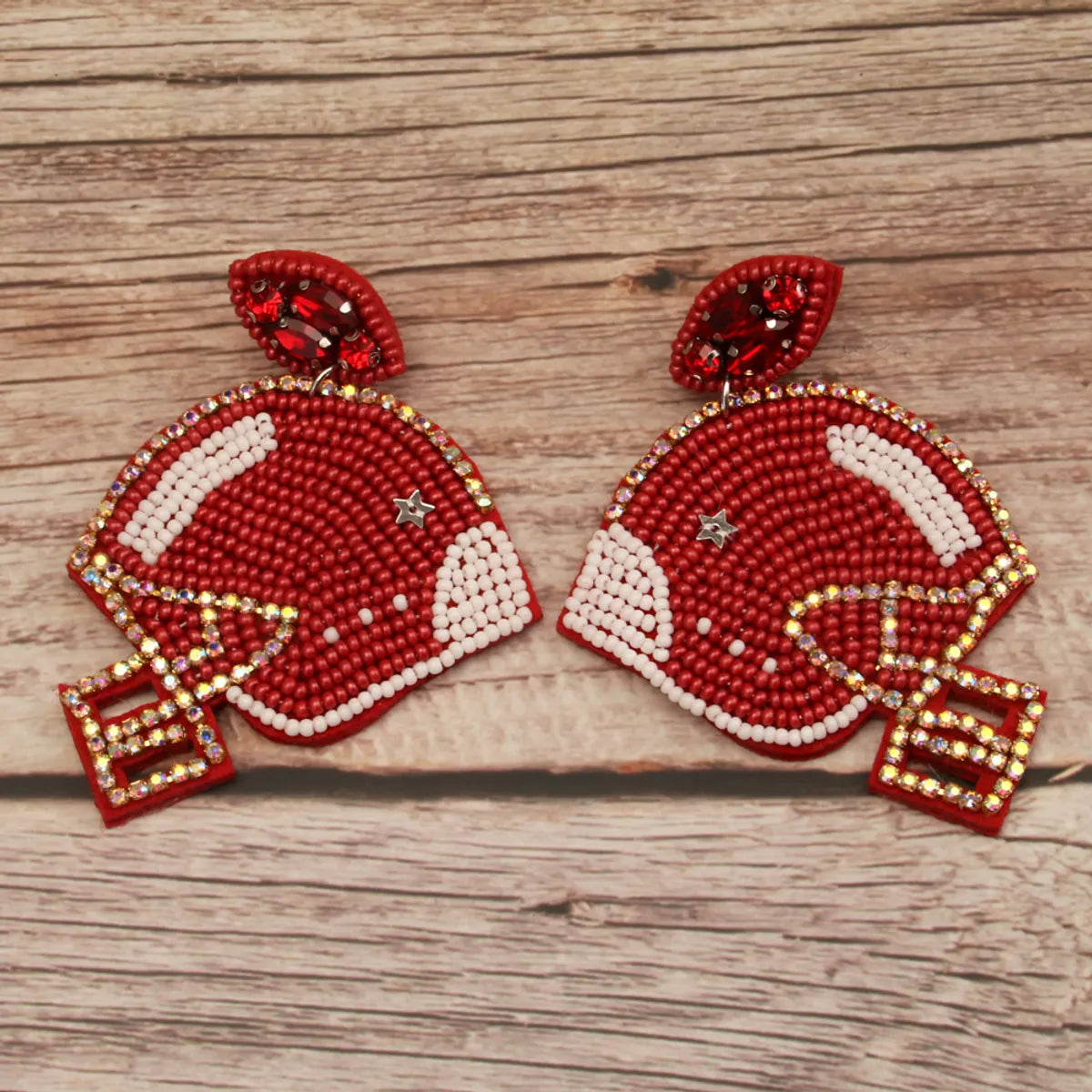 1 Pair Retro Geometric Hat Handmade Beaded Cloth Drop Earrings