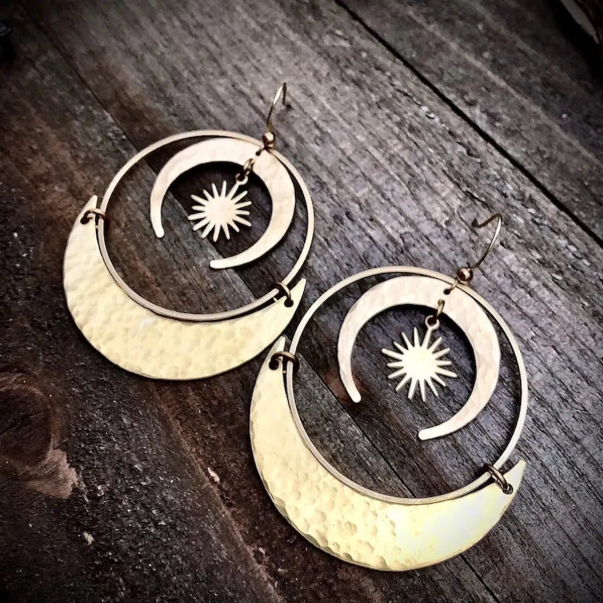 1 Pair Retro Geometric Moon Alloy Drop Earrings