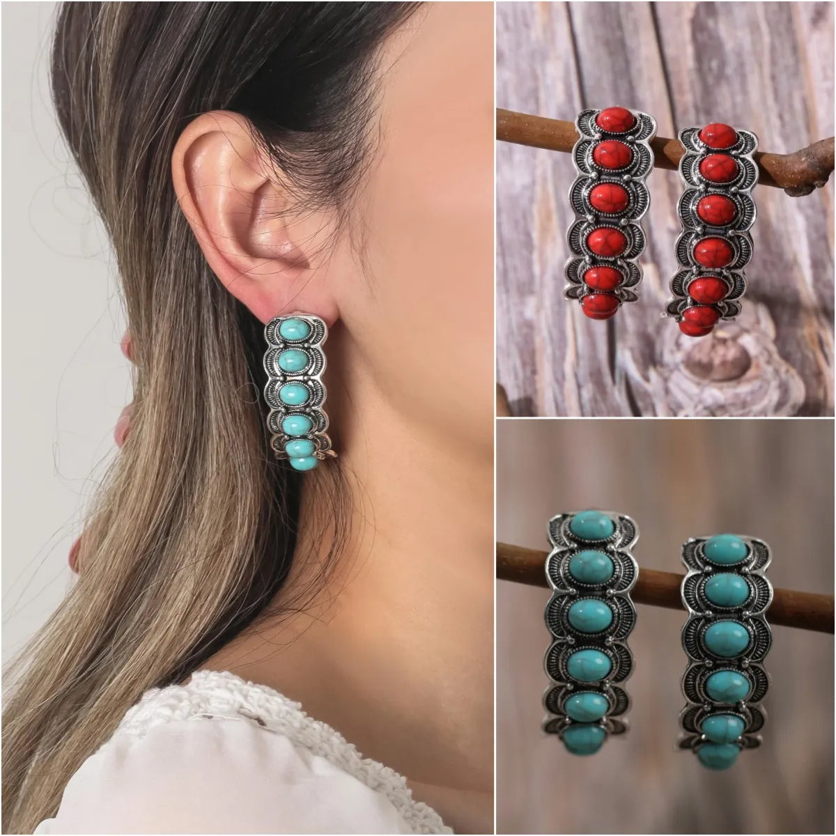 1 Pair Retro Geometric Plating Alloy Drop Earrings