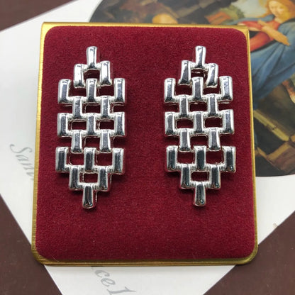 1 Pair Retro Geometric Plating Alloy Ear Studs