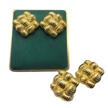 1 Pair Retro Geometric Plating Alloy Ear Studs