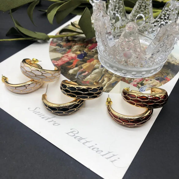 1 Pair Retro Geometric Plating Alloy Ear Studs